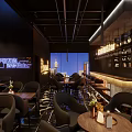 Modern JOHOBUS Bar Interior With Seats And Liquor Shelves