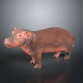 Realistic Brown Hippo Sculpture On Gray Gradient Background With Smooth Surface And Reflection 3d model