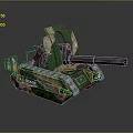 Green Camouflage Military Tank With Armored Body Large Cannon And Tracked Design