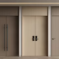 Modern Interior Design With Sleek Light Wooden Double Doors And Black Handles