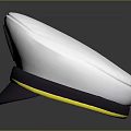 White Sailor Cap With Yellow Anchor Laurel Wreath Emblem And Gray Stripes