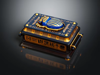 Exquisite Decorative Furniture Box With Blue Gold Decoration And Emblem Design 3d model