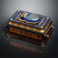 Exquisite Decorative Furniture Box With Blue Gold Decoration And Emblem Design