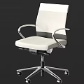 White Office Chair With Black Back Silver Metal Arms And Rolling Base