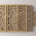 Wooden Carved Room Dividers With Floral Patterns And Multiple Panel Designs