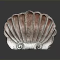 Decorative Scallop Shell Ornament With Red White Color And Spiral Base On Reflective Surface