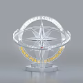 Perseid Collection Art Installation Featuring Compass Star Design Transparent Ring And Warm Peace Technology Base