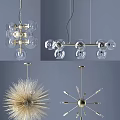 Modern Contemporary Chandeliers With Glass Balls And Spiked Design Elements 3d model