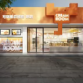 Modern Cream Room Dessert Shop With Bright Storefront And Baking 3d model