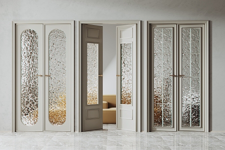 French double door glass double door 3d model