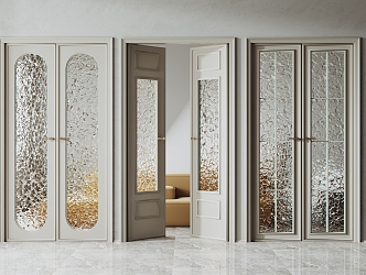 French double door glass double door 3d model