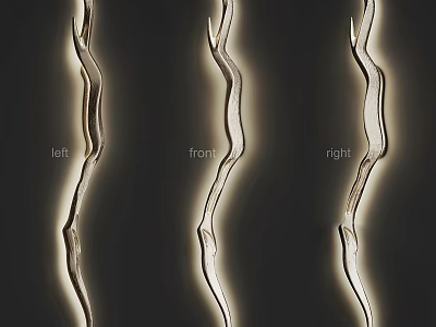 Modern Curved Illuminated Wall Decor With Metallic Finish And Multi Angle View 3d model