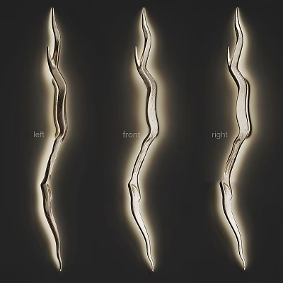 Modern Curved Illuminated Wall Decor With Metallic Finish And Multi Angle View 3d model