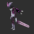 Game And Movie Character With Purple Pink Helmet Mechanical Design And Large Sword
