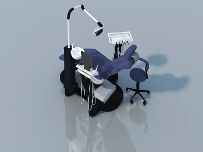 Dental Clinic Setting With Durable Swing Door And Essential Medical Instruments 3d model