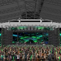 Vibrant Stage With PULSE LED Screens Green Lights And Audience Glow Sticks