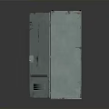Tall Industrial Style Metal Cabinet With Distressed Texture And Open Shelf Design