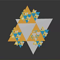 3D Abstract Geometric Sculpture With Orange White And Blue Triangles Design