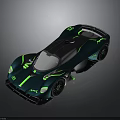 Sleek Dark Teal Sports Car With Neon Green Accents Transparent Roof And Aerodynamic Body Design