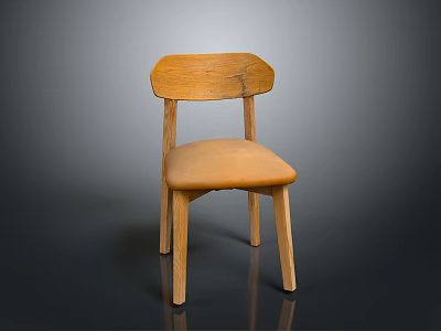 Natural Wooden Chair With Smooth Backrest Comfortable Seat And Sturdy Legs 3d model