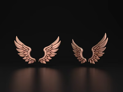 Wings Cartoon Wings Cute Angel Wings Q Version Cute Cartoon Wings Bronze Wings 3d model