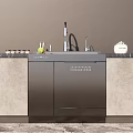 Modern Kitchen Sink With Faucet And Countertop In Contemporary Cabinet Design