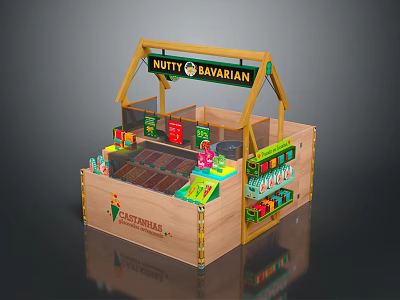 Nutty Bavarian Wooden Stall With Sweet Roasted Nuts Display And Decorative Elements 3d model