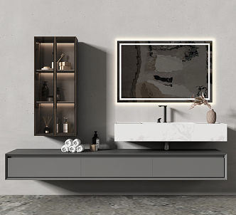 modern sink bathroom cabinet 3d model