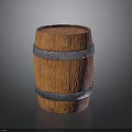 Classic Wooden Barrel With Natural Wood Texture And Metallic Hoops Design