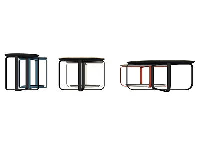 Modern Coffee Tables With Slim Metal Frames Wooden Tops And Multicolor Designs 3d model