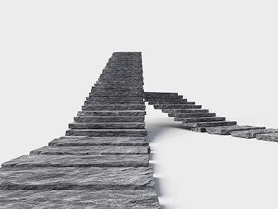 Gray Stone Steps With Winding Structure And Natural Texture In Outdoor Landscape 3d model