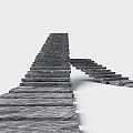 Gray Stone Steps With Winding Structure And Natural Texture In Outdoor Landscape 3d model