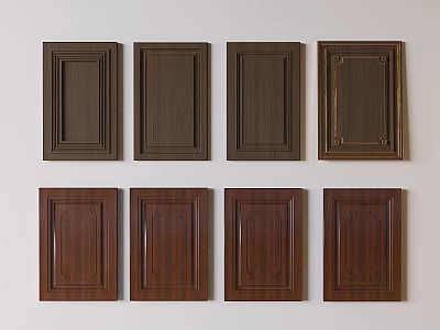 Variety of Dark Brown Wooden Wardrobe Doors With Different Panel Designs 3d model