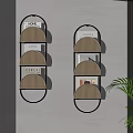 Wall Mounted Shelves With Black Frame And Beige Woven Panels For Home Interior Decor