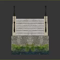Red Brick Arch Bridge With Black Iron Railings Stone Steps Mossy Base And Water Reflection