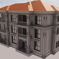 Multi-Story European Classical Detached Villa With Orange Roof Carved Details And Balconies