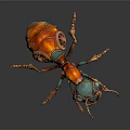Mechanical Ant In Steampunk Style With Orange Blue Gears And Metal Legs Detailed Design