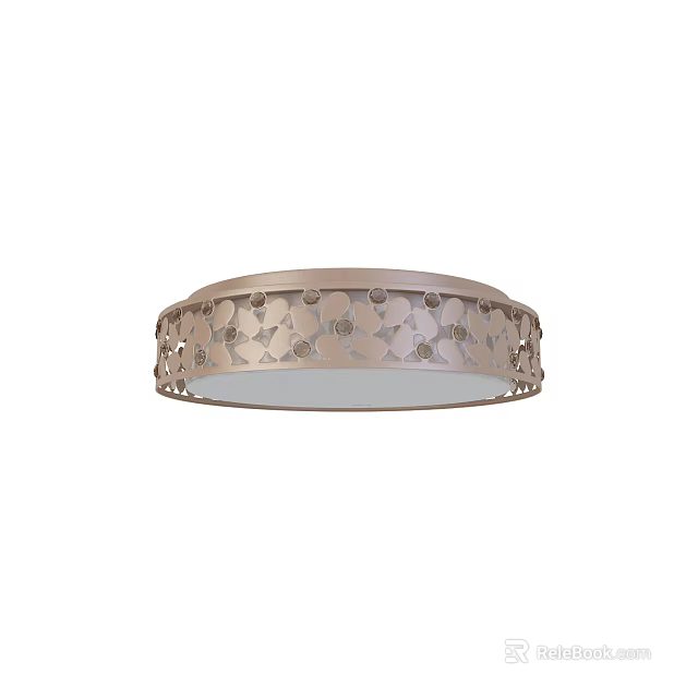 Elegant Circular Ceiling Light With Intricate Cutout Patterns And Champagne Finish 3d model