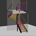 Modern Staircase Design With Wooden Steps Black Metal Railings And Landing