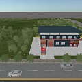 Fire Station Exterior With Surrounding Greenery Trees Road And Cars