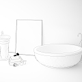 Modern bathroom appliances stone bathtub sink bathroom combination 3d model