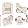 Modern Leisure Chair With Plush Fabric Curved Armrests Unique Design And Indoor Natural Light