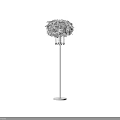 Stylish White Feather Shade Floor Lamp With Tassel Details And Metal Stand