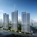 Aerial View Of Modern Urban Planning With High Rise Buildings And Green Spaces