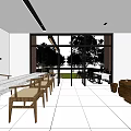 Indoor Seating Area With Large Windows And Scenic Garden Landscape View