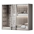 Modern Multifunctional Living Space With Ladder Upper Bed Padded Wall And Pegboard Storage 3d model
