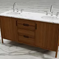 Modern Double Sink Vanity With Marble Countertop And Wooden Cabinet