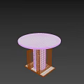 Modern Round Coffee Table With Geometric Column Base In Silver Metal 3d model