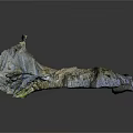 Natural Cave Landscape With Rocky Ceiling Green Vegetation And Earthy Ground