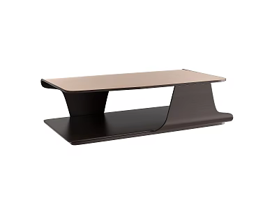 Modern Wooden Coffee Table With Brown Tabletop And Unique Lower Shelf Design 3d model